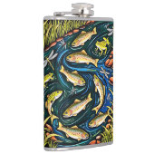 Trout Stream Harmony - Folk Art Vis, Kikkers Heupfles (Rechts)