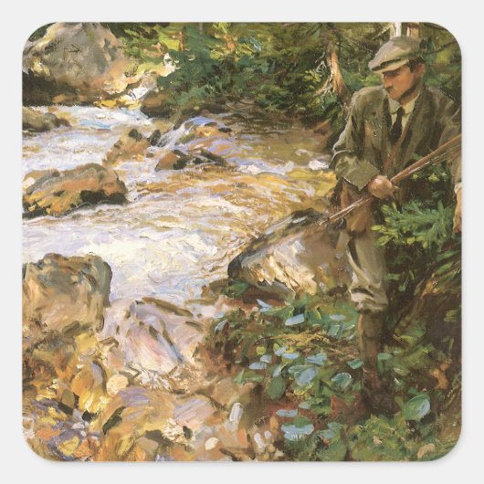 Trout Stream in the Tirol by John Singer Sargent Vierkante Sticker (Voorkant)