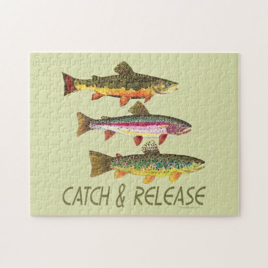 Trout vangen en vrijgeven legpuzzel (Horizontaal)