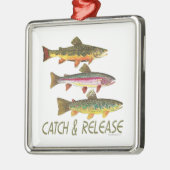 Trout vangen en vrijgeven metalen ornament (Links)