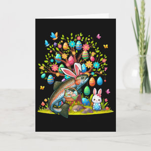Trout Vis Bunny Paaseieren Cute Boom Kostuum Jacht Kaart