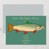 Trout-vis-thema vrijgezellenfeest voor mannen kaart (Voorkant / Achterkant)