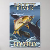 Trout Vist de doorsnede Payette River, Poster (Voorkant)