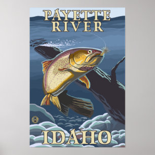 Trout Vist de doorsnede Payette River, Poster