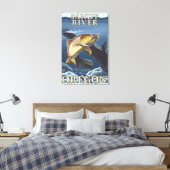 Trout Vist de doorsnede Sandy River, Orego Canvas Afdruk (Insitu (Slaapkamer))