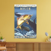 Trout Vist de doorsnede Skykomish River Canvas Afdruk (Insitu (Woonkamer))