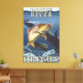 Trout Vist dwars door de rivier de Rogue, Canvas Afdruk (Insitu (Woonkamer))