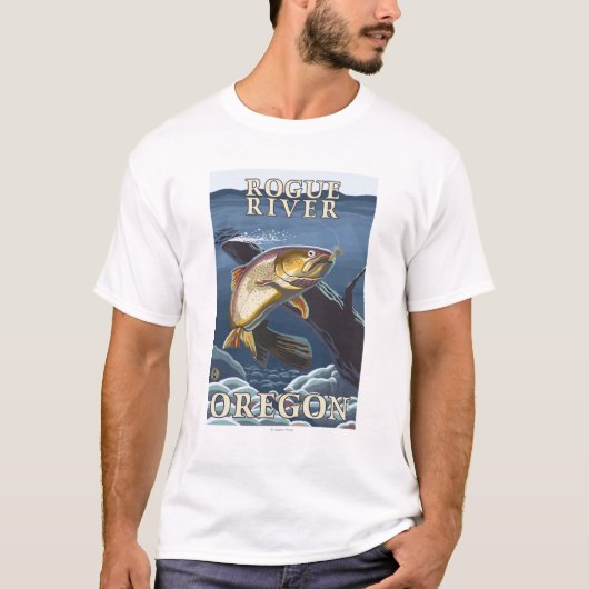 Trout Vist dwars door de rivier de Rogue, T-shirt (Voorkant)