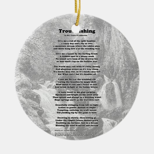 Trout Vist gedicht Keramisch Ornament (Voorkant)