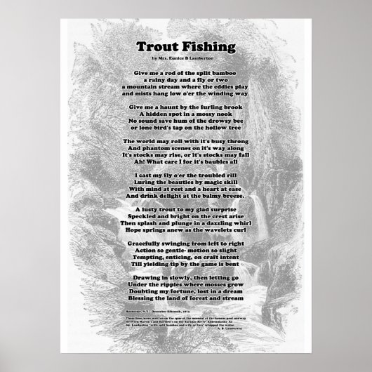 Trout Vist gedicht Poster (Voorkant)