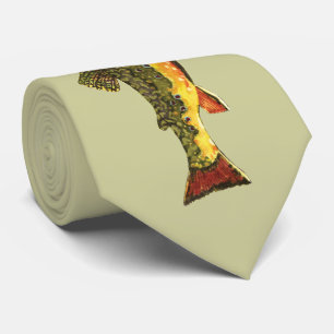 Trout Whisker's Brook Trout Fish Painting Stropdas