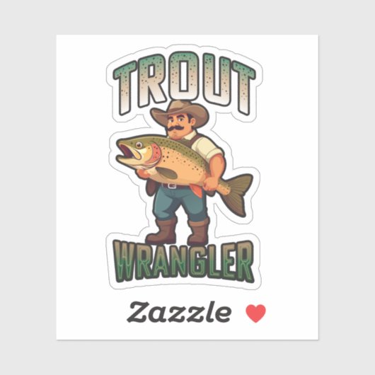 Trout Wrangler cartoon vector illustratie  Sticker (Vel)