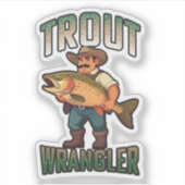 Trout Wrangler cartoon vector illustratie  Sticker (Voorkant)