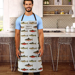 Troutpatroon Gepersonaliseerde Naam Lange Keuken Schort