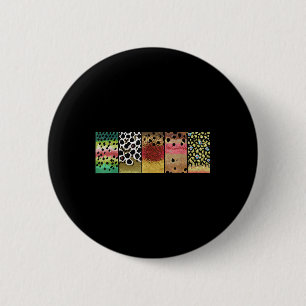 Troutpatroon Kunst Regenboog Bruin Gouden Cutthroa Ronde Button 5,7 Cm