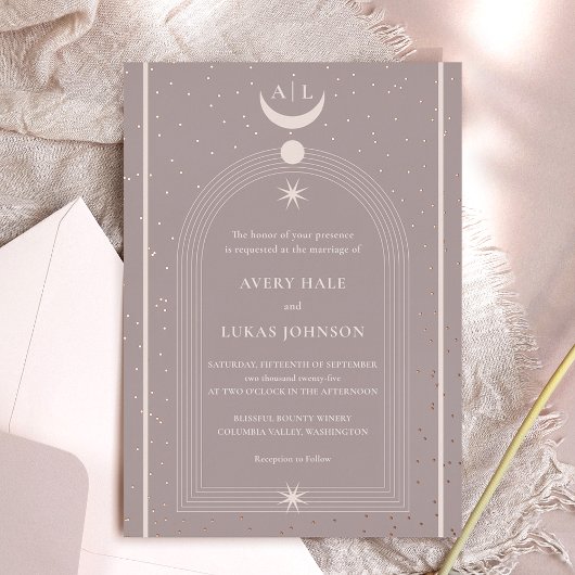 Troutse Mysterieuze Hemelse Bruiloft Folie Uitnodiging