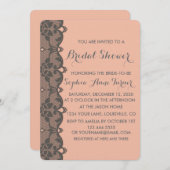 Troutse Peach Grey Kant Bruiloft Uitnodiging (Voorkant / Achterkant)