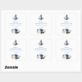 Troutse Pink Blush Blauwe Bloemanker Bruiloft Vierkante Sticker (Vel)