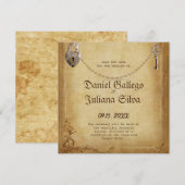 Troutse Vintage Gotische Skeletsleutel  Save The Date (Voorkant / Achterkant)