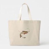 Troutvissen met monogram grote tote bag (Achterkant)
