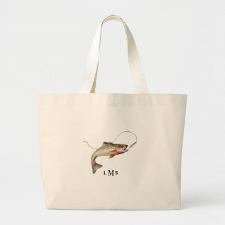 Troutvissen met monogram grote tote bag