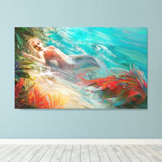 Trouvaille zeemeermin canvas print (Insitu (Houten vloer))