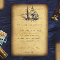 Trouvailles Huwelijkskaart Scheepsillustratie Naut