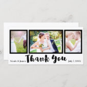 Trouw 3 Foto Afbeelding Zwart Modern Bedankt (Voorkant / Achterkant)