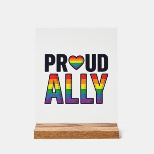 Trouw aan Ally Vintage Regenboog Hart T-Shirt Ontw Acryl Bord