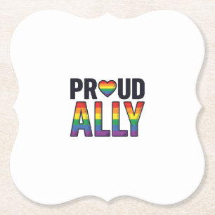 Trouw aan Ally Vintage Regenboog Hart T-Shirt Ontw Kartonnen Onderzetters
