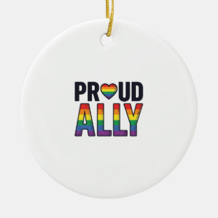 Trouw aan Ally Vintage Regenboog Hart T-Shirt Ontw Keramisch Ornament