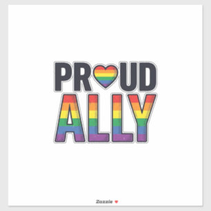 Trouw aan Ally Vintage Regenboog Hart T-Shirt Ontw Sticker