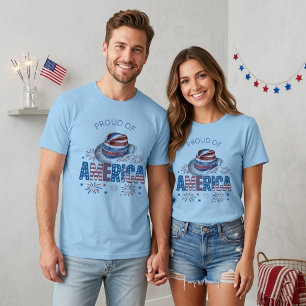 Trouw aan Amerika Sterren Strepen Hoed en Vuurwerk T-shirt