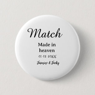Trouw aan elkaar naam datum ronde button 5,7 cm
