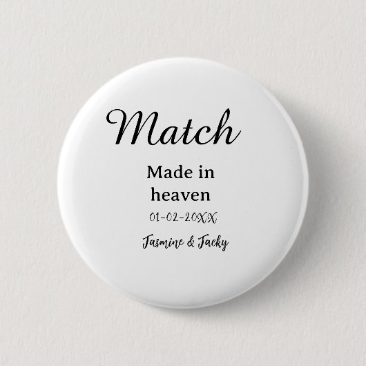Trouw aan elkaar naam datum ronde button 5,7 cm (Voorkant)