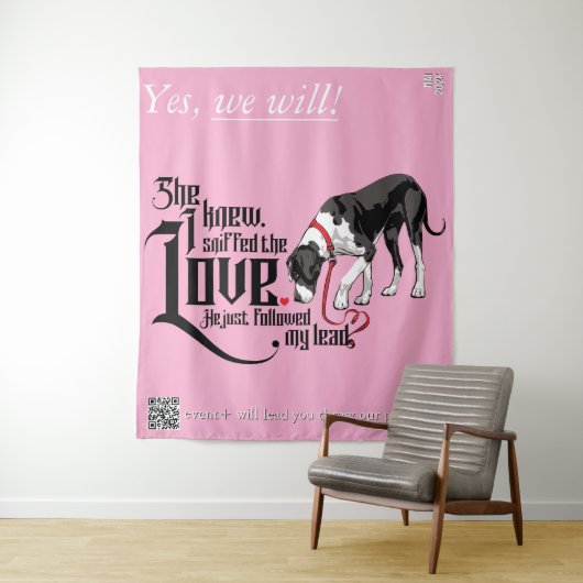 Trouw aankondiging Great Dane Snuffelde liefde Wandkleed (In situ)