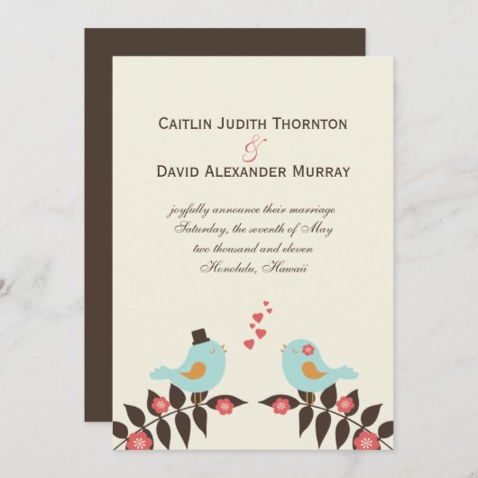 Trouw Aankondiging Liefdes Vogels (Voorkant / Achterkant)