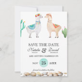 Trouw Aankondiging voor Koppel Lama Save the Date (Voorkant)