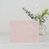 Trouw aankondigingen met roze Save the Date (Staand Voorkant)