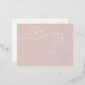 Trouw aankondigingen met roze Save the Date (Voorkant / Achterkant)