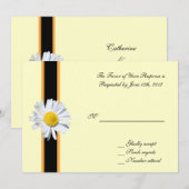 trouw acceptatiekaart, witte madeliefjesbloem kaart (Voorkant / Achterkant)