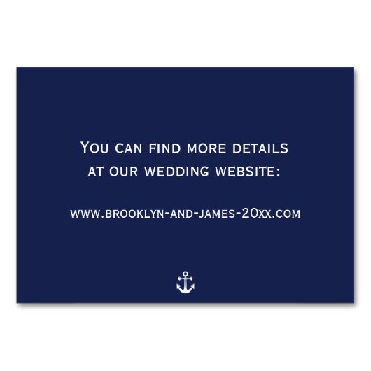 Trouw accommodatiekaarten in marineblauw maritiem  kaart (Achterkant)