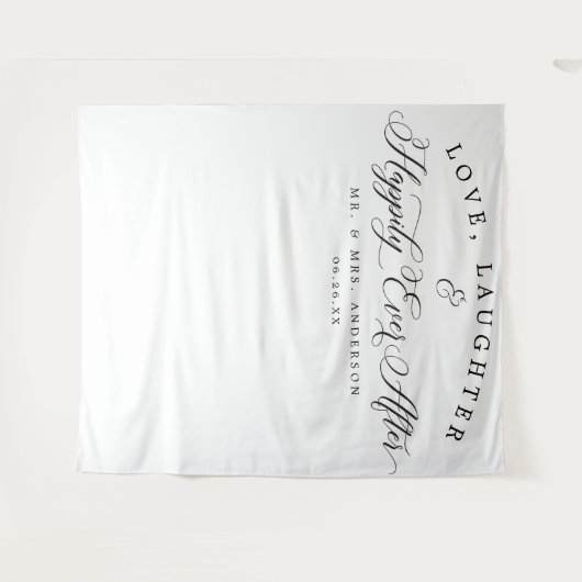 Trouw Achtergrond Banner met Liefde en Lach Wandkleed (Voorkant (horizontaal))