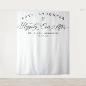 Trouw Achtergrond Banner met Liefde en Lach Wandkleed (Voorkant)