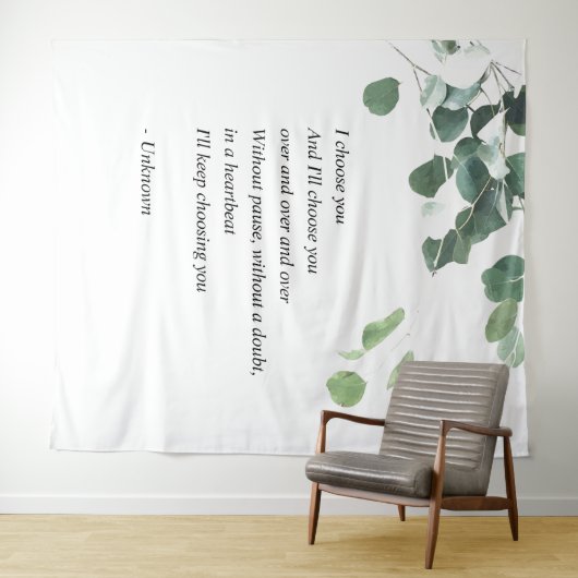 Trouw achtergrondtapijt aquarel eucalyptus wandkleed (In Situ (horizontaal))