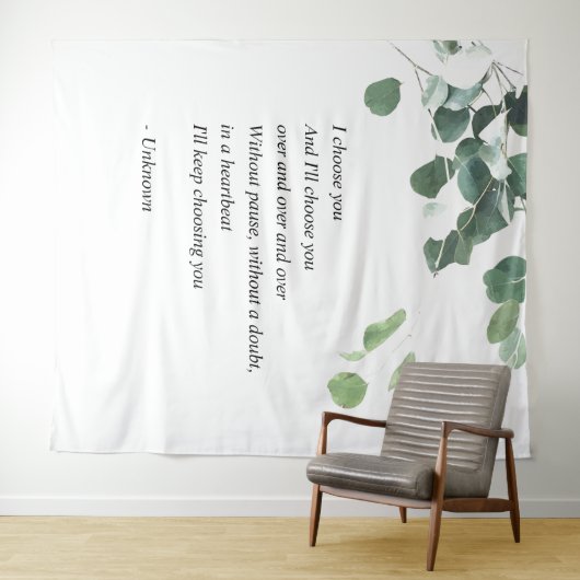 Trouw achtergrondtapijt aquarel eucalyptus wandkleed (In Situ (horizontaal))