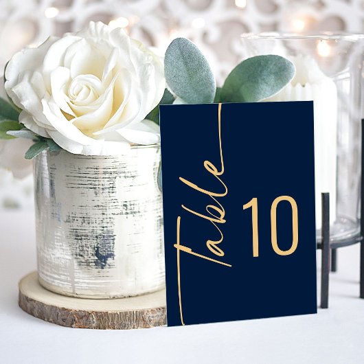 Trouw Acryl Tafelnummer Navy Blauw Goud