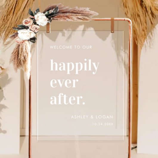 Trouw Acryl Welkomstbord 'Happily Ever After' Acryl Bord