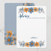 Trouw Advieskaart Blue & Orange Flower Ongelijnd (Voorkant / Achterkant)