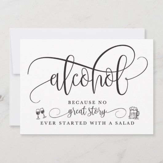 Trouw Alcohol Bar Bord Kaart (Voorkant)